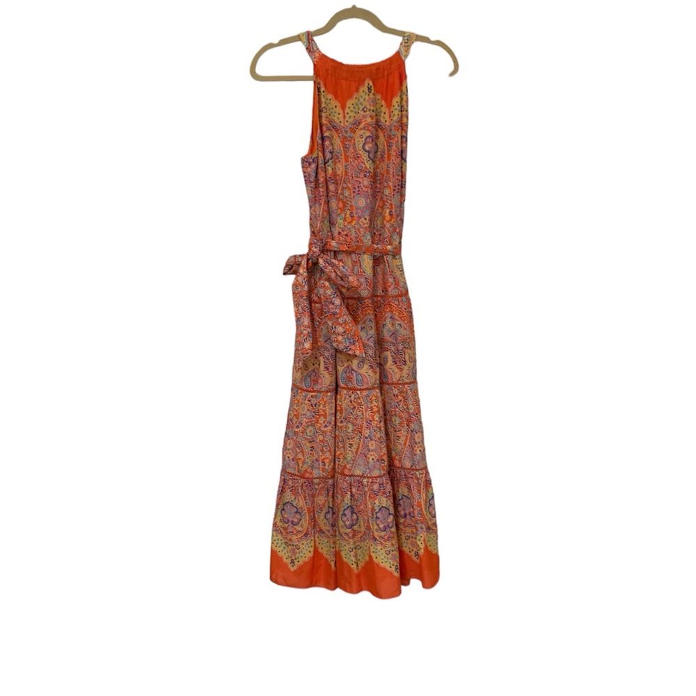 Talbots Tiered Medallion Halter Maxi Dress